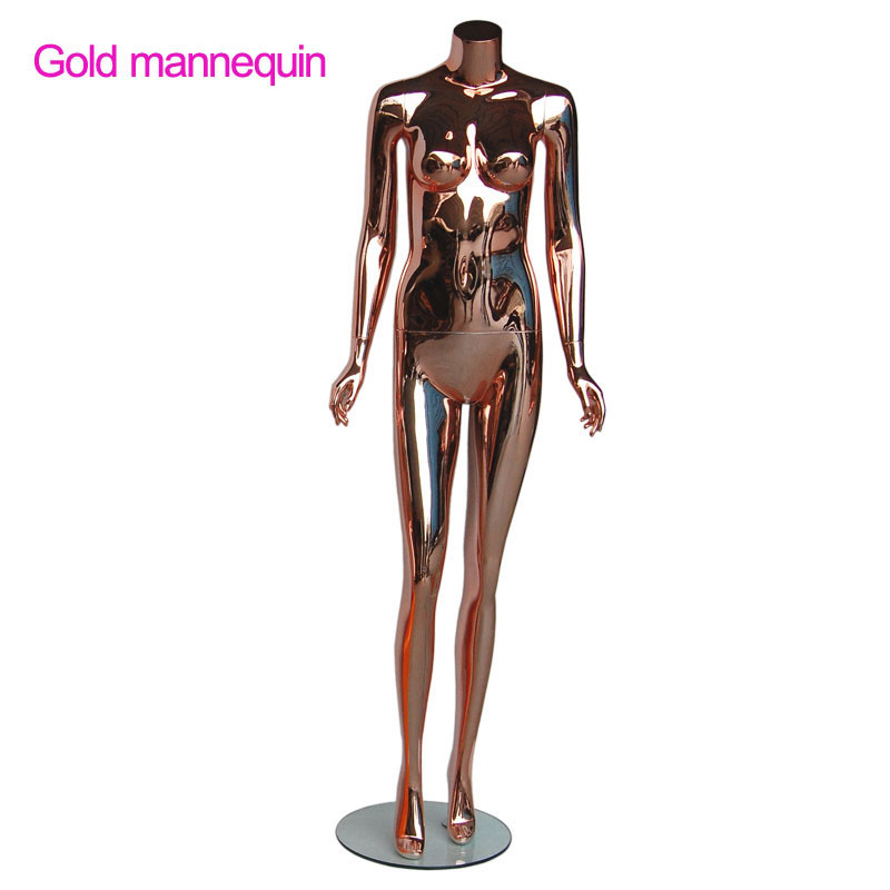 fashion headless no wig gold rose plating sitting female mannequins
