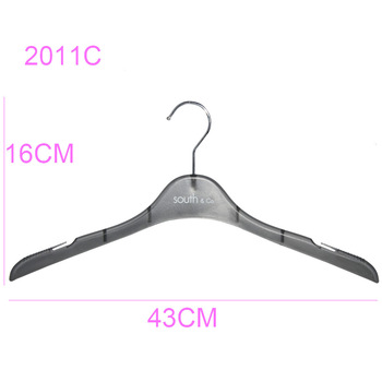 Grey color transparent sports wear plastic notched hanger for coat
